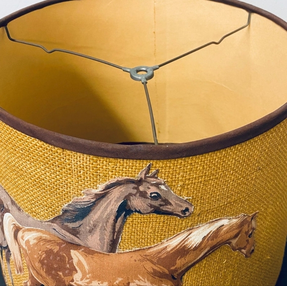 Vintage Western 🐎 Equestrian Barrel Drum Quilted Horse Design Lamp Shade, 15" - Picture 3 of 8